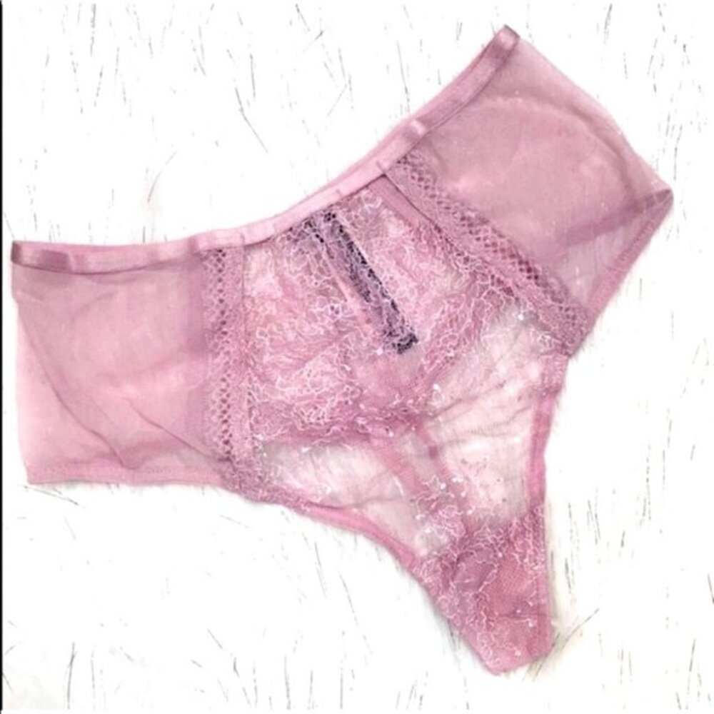 Victoria's Secret Very Sexy High Waist Thong Panty Pink Panties Chantilly Lace